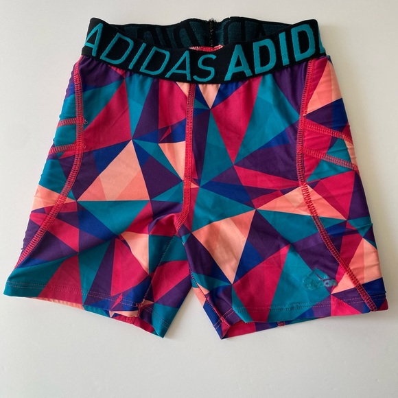 Adidas Girls slider shorts size small youth softball Geometric Print - Picture 1 of 10